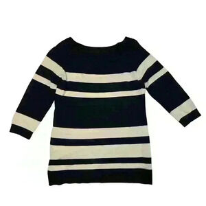Lety & Me Navy and White Striped Women's Sweater Size Large